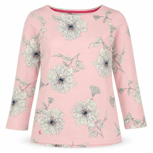 Joules Women’s Pink Floral 3/4 Sleeve Cotton T-Shirt Size 8