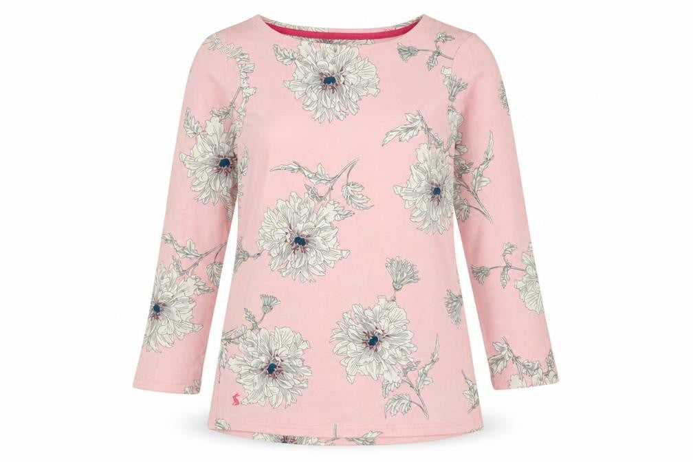 Joules Women’s Pink Floral 3/4 Sleeve Cotton T-Shirt Size 8