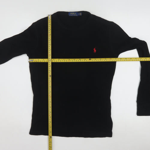 Polo Ralph Lauren Men's Black Slim Fit Long Sleeve Cotton Top Size S