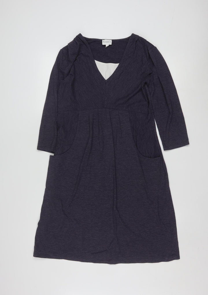 Kaliko Women's Blue Knee Length A-Line Dress Size 10