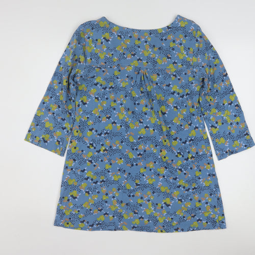 Lily & Me Women's Blue Floral Tunic Top Size 10 Cotton 3/4 Sleeve