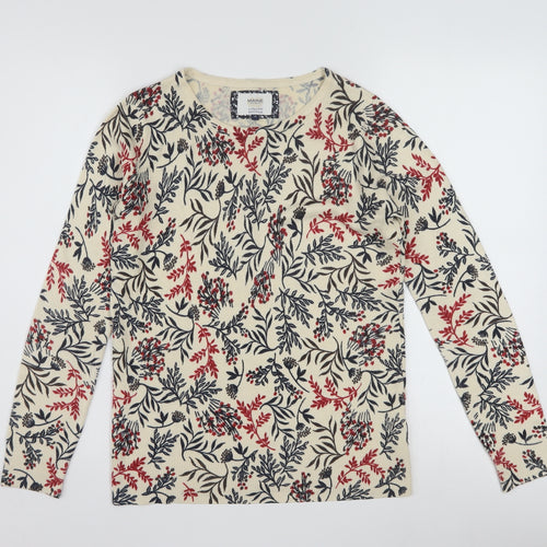 Maine New England Women's Beige Floral Knit Jumper Size 10