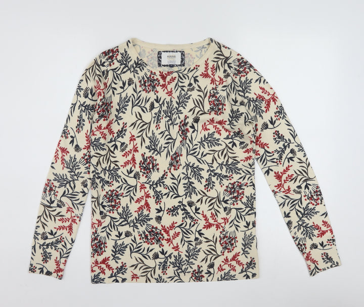 Maine New England Women's Beige Floral Knit Jumper Size 10