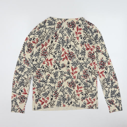 Maine New England Women's Beige Floral Knit Jumper Size 10