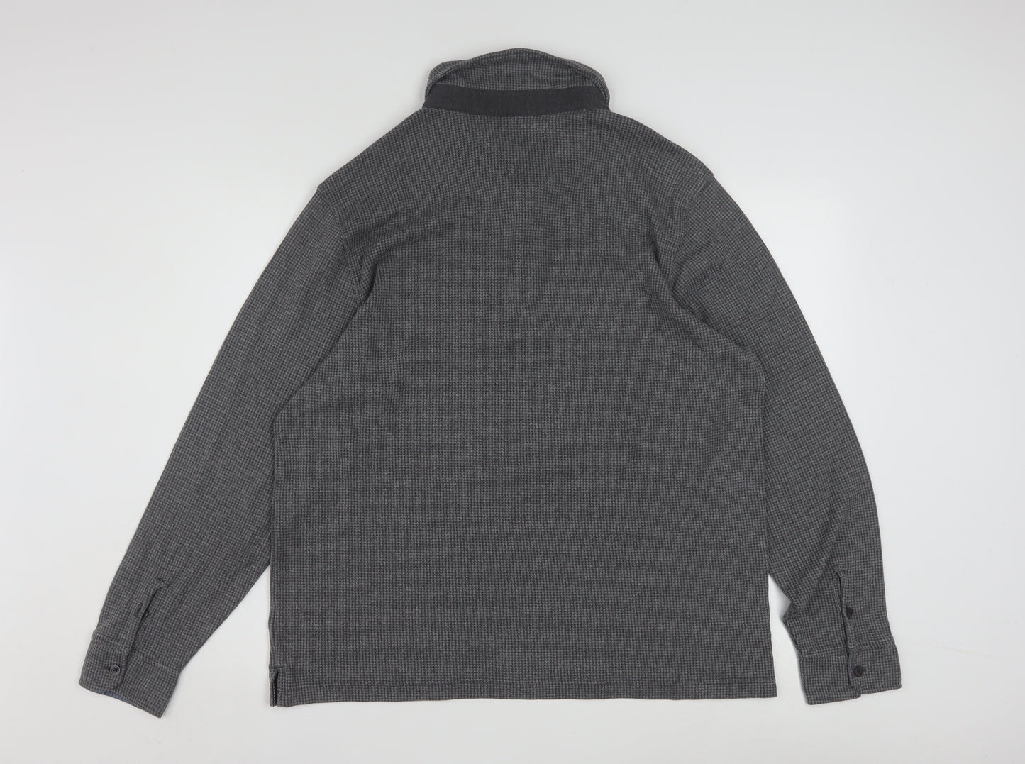 Lincoln Men's Grey Long Sleeve Button-Down Polo Shirt Size L