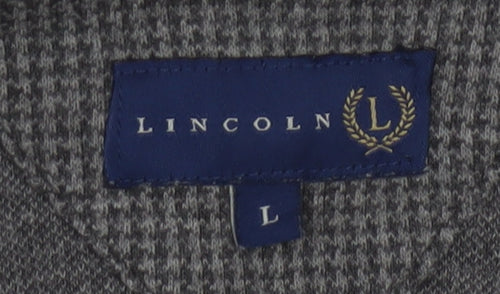 Lincoln Men's Grey Long Sleeve Button-Down Polo Shirt Size L