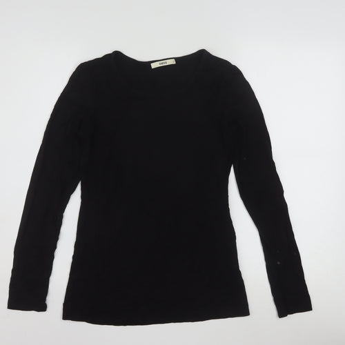 Oasis Womens Black Long Sleeve Scoop Neck Viscose Jersey Top Size S
