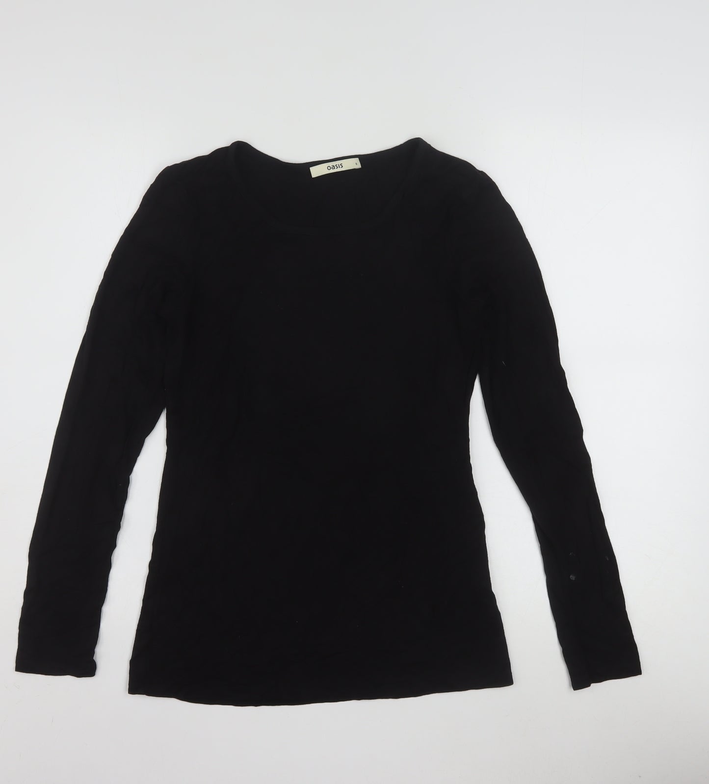 Oasis Womens Black Long Sleeve Scoop Neck Viscose Jersey Top Size S