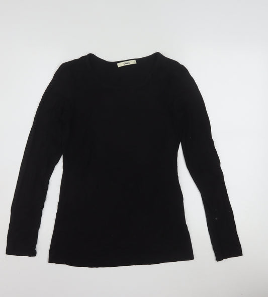 Oasis Womens Black Long Sleeve Scoop Neck Viscose Jersey Top Size S