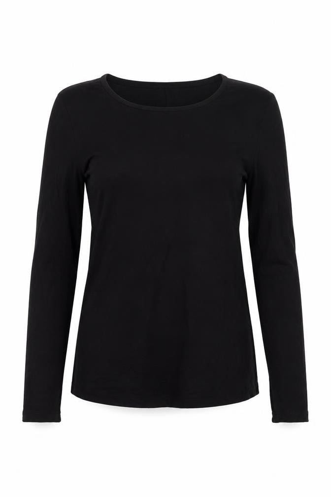 Oasis Womens Black Long Sleeve Scoop Neck Viscose Jersey Top Size S