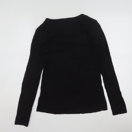 Oasis Womens Black Long Sleeve Scoop Neck Viscose Jersey Top Size S