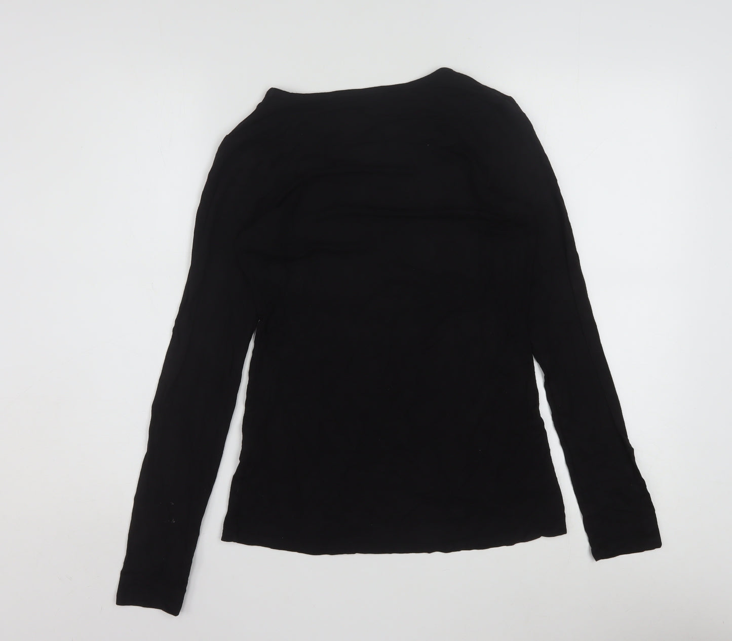 Oasis Womens Black Long Sleeve Scoop Neck Viscose Jersey Top Size S