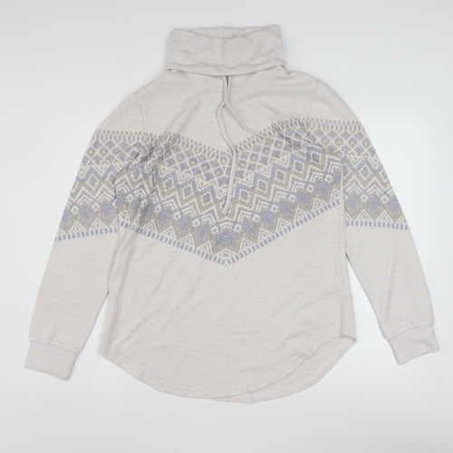 Reserved Womens Beige Fair Isle Cowl Neck Knit Jumper Size M