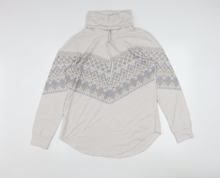 Reserved Womens Beige Fair Isle Cowl Neck Knit Jumper Size M