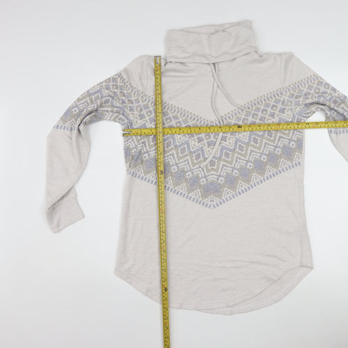 Reserved Womens Beige Fair Isle Cowl Neck Knit Jumper Size M