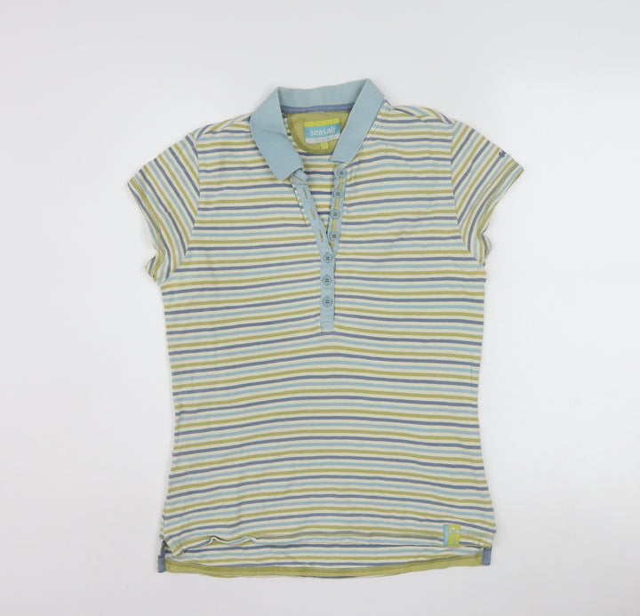 Seasalt Women’s Multicoloured Striped Polo Shirt Size 12 Cotton
