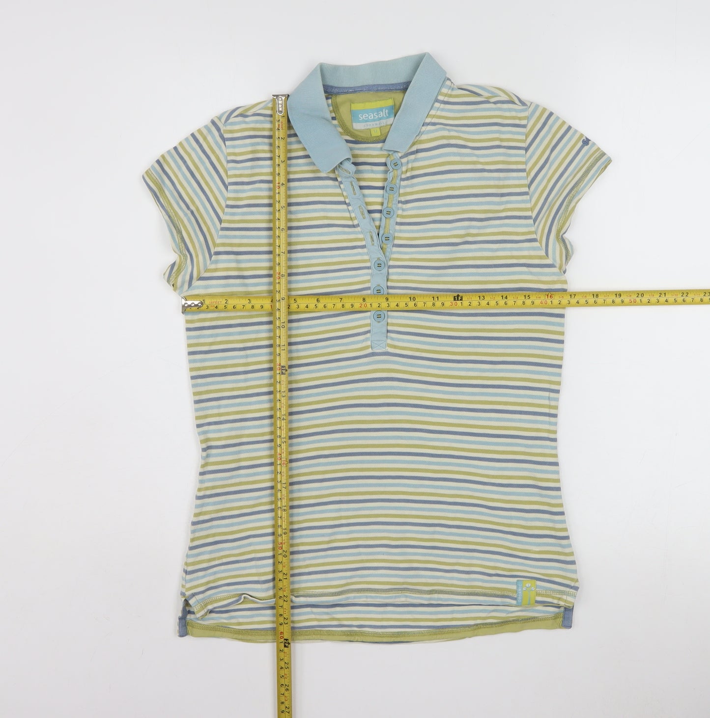Seasalt Women’s Multicoloured Striped Polo Shirt Size 12 Cotton