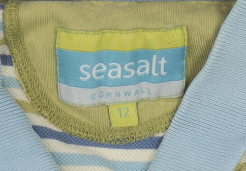 Seasalt Women’s Multicoloured Striped Polo Shirt Size 12 Cotton