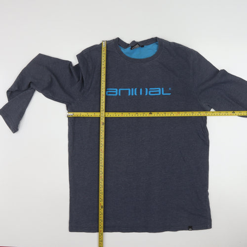 Animal Men's Blue Long Sleeve Crew Neck Graphic Top Size M