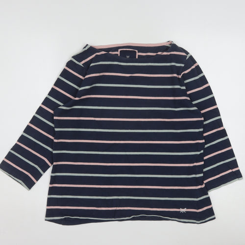 Crew Clothing Company Women’s Blue Striped 3/4 Sleeve Cotton Boat Neck Top Size 16