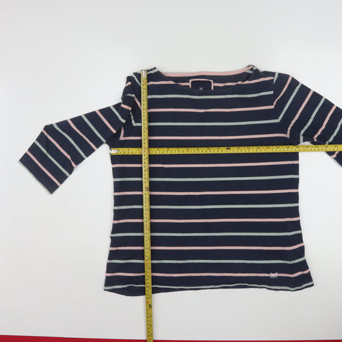 Crew Clothing Company Women’s Blue Striped 3/4 Sleeve Cotton Boat Neck Top Size 16