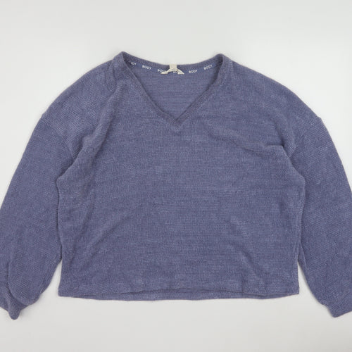Marks and Spencer Womens Purple Knit V-Neck Long Sleeve Pyjama Top M