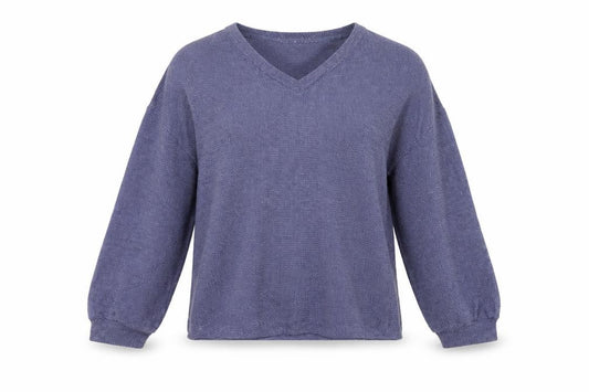 Marks and Spencer Womens Purple Knit V-Neck Long Sleeve Pyjama Top M