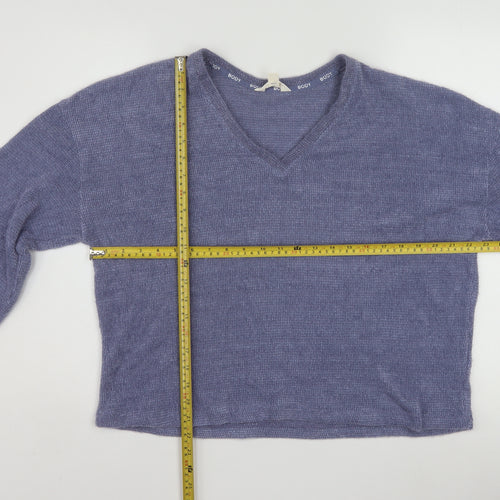 Marks and Spencer Womens Purple Knit V-Neck Long Sleeve Pyjama Top M