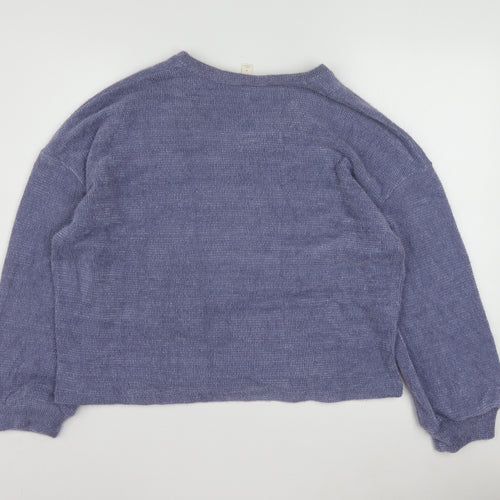 Marks and Spencer Womens Purple Knit V-Neck Long Sleeve Pyjama Top M