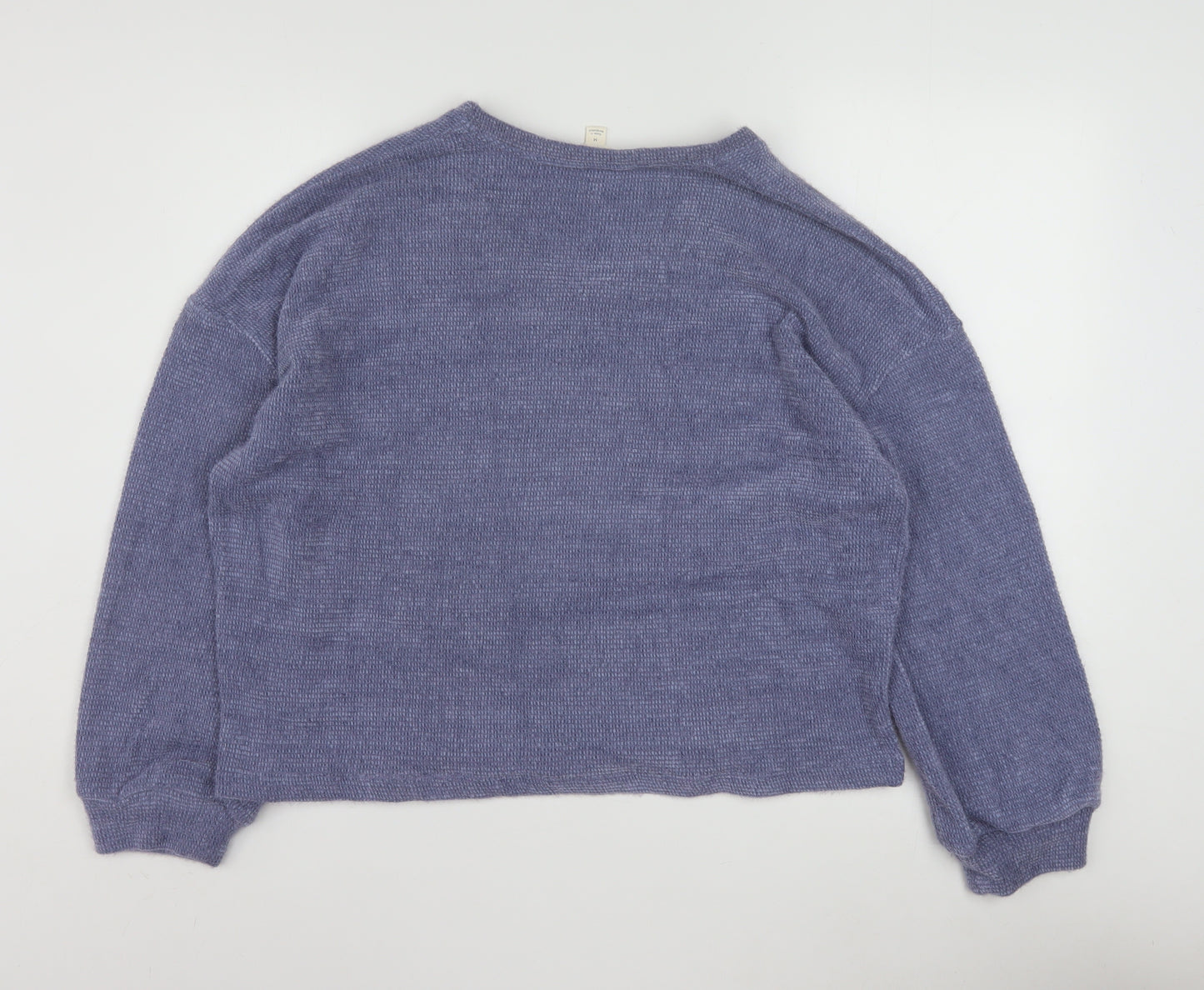 Marks and Spencer Womens Purple Knit V-Neck Long Sleeve Pyjama Top M