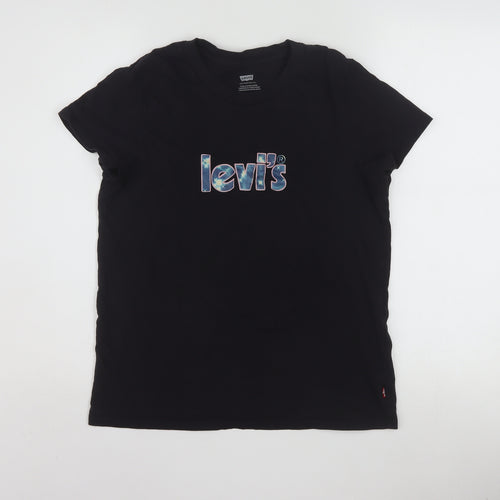 Levi's Women's Black Cotton Crew Neck Short Sleeve T-Shirt S