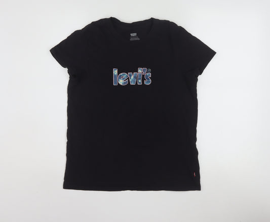 Levi's Women's Black Cotton Crew Neck Short Sleeve T-Shirt S