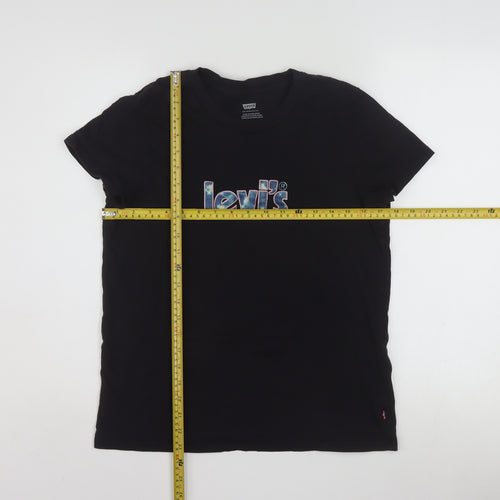 Levi's Women's Black Cotton Crew Neck Short Sleeve T-Shirt S