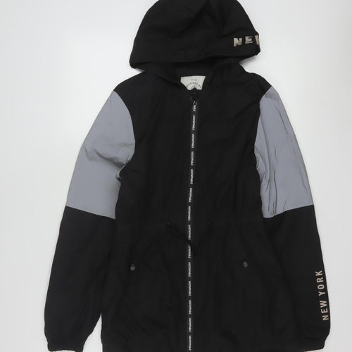 George Girls Black Colourblock Hooded Windbreaker Jacket 15-16 Years