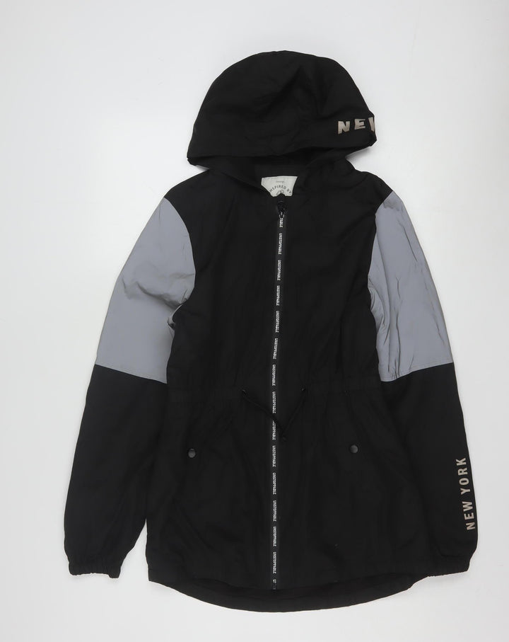 George Girls Black Colourblock Hooded Windbreaker Jacket 15-16 Years