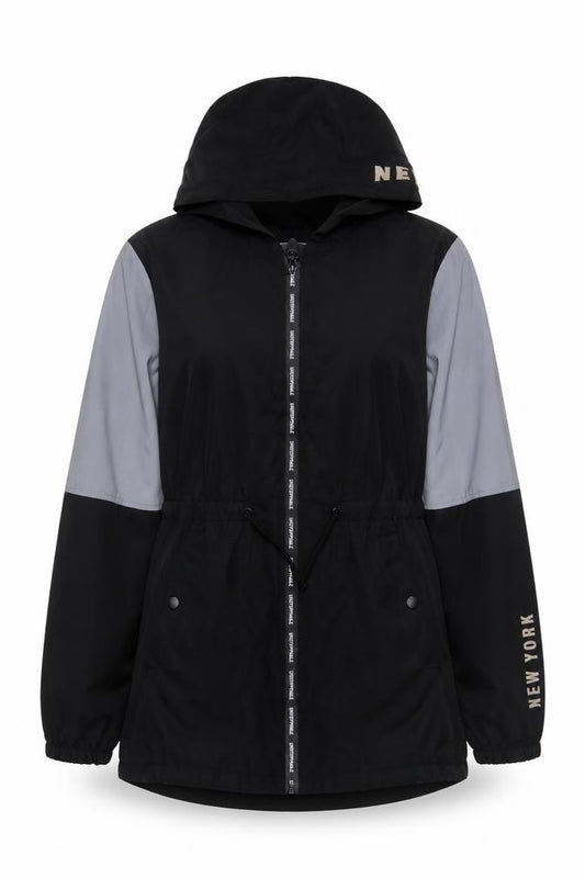George Girls Black Colourblock Hooded Windbreaker Jacket 15-16 Years