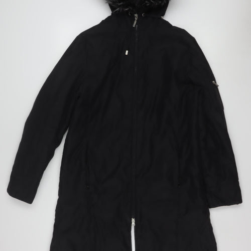 Marks and Spencer Per Una Women's Black Long Hooded Parka Coat M