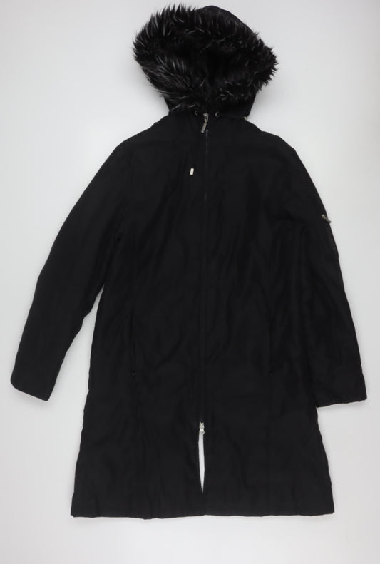 Marks and Spencer Per Una Women's Black Long Hooded Parka Coat M