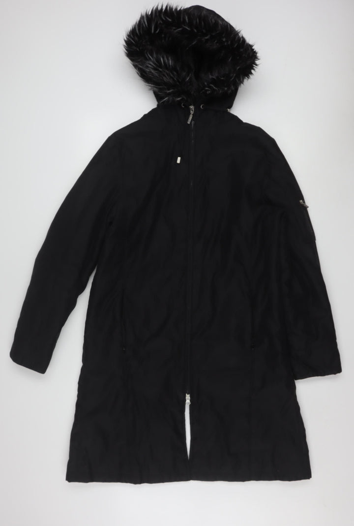 Marks and Spencer Per Una Women's Black Long Hooded Parka Coat M