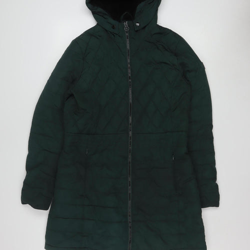 Regatta Women's Green Quilted Hooded Mid-Length Coat Size 14