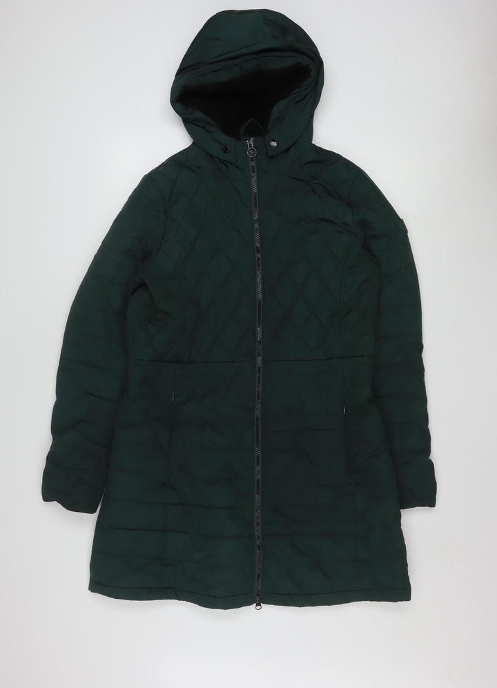 Regatta Women's Green Quilted Hooded Mid-Length Coat Size 14