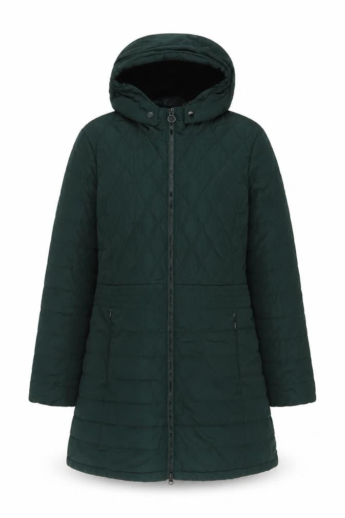 Regatta Women's Green Quilted Hooded Mid-Length Coat Size 14