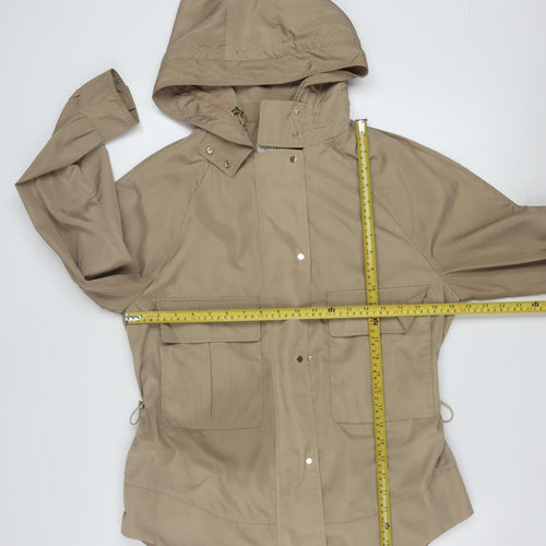 Zara Women’s Beige Hooded Anorak Jacket Size 12 with Drawstring Waist