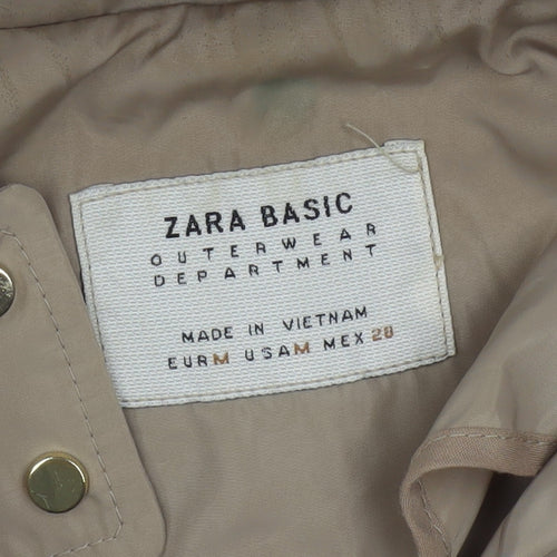 Zara Women’s Beige Hooded Anorak Jacket Size 12 with Drawstring Waist