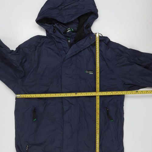 Outdoor Scene Men's Blue Waterproof Hooded Rain Jacket Size S