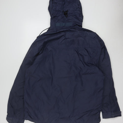Outdoor Scene Men's Blue Waterproof Hooded Rain Jacket Size S