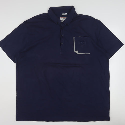 Flintoff by Jacamo Men's Blue 2XL Cotton Short Sleeve Polo Shirt