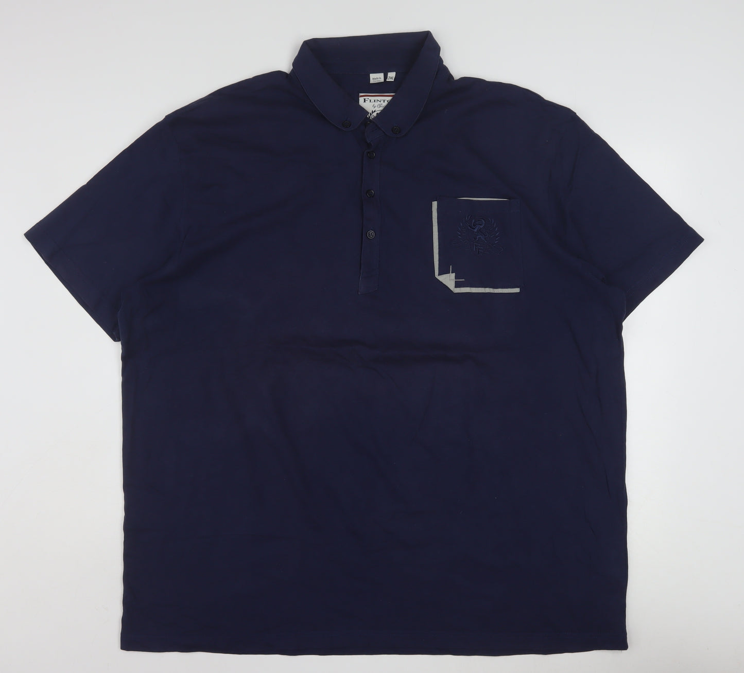 Flintoff by Jacamo Men's Blue 2XL Cotton Short Sleeve Polo Shirt