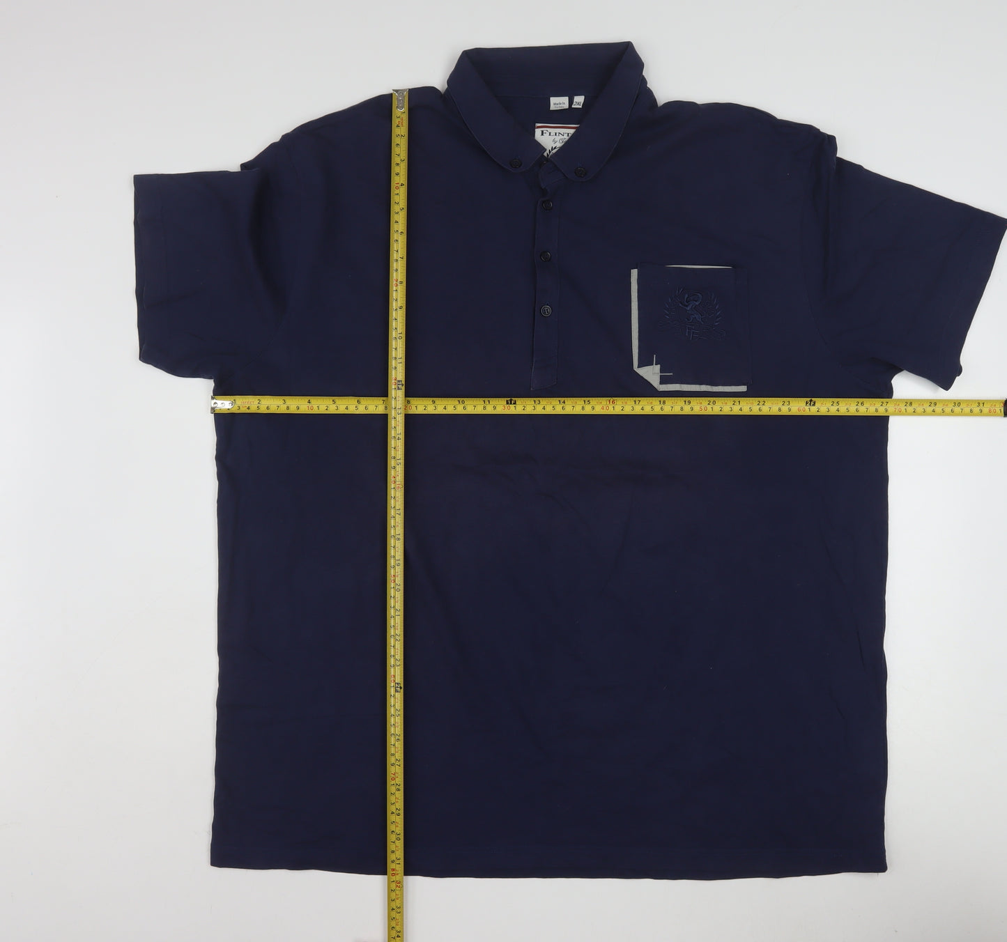 Flintoff by Jacamo Men's Blue 2XL Cotton Short Sleeve Polo Shirt