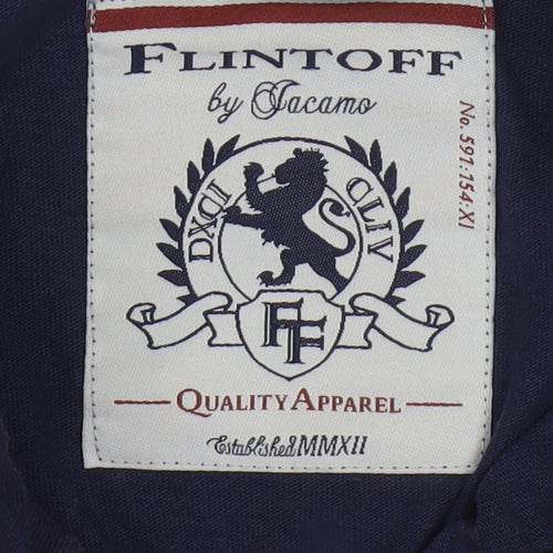 Flintoff by Jacamo Men's Blue 2XL Cotton Short Sleeve Polo Shirt